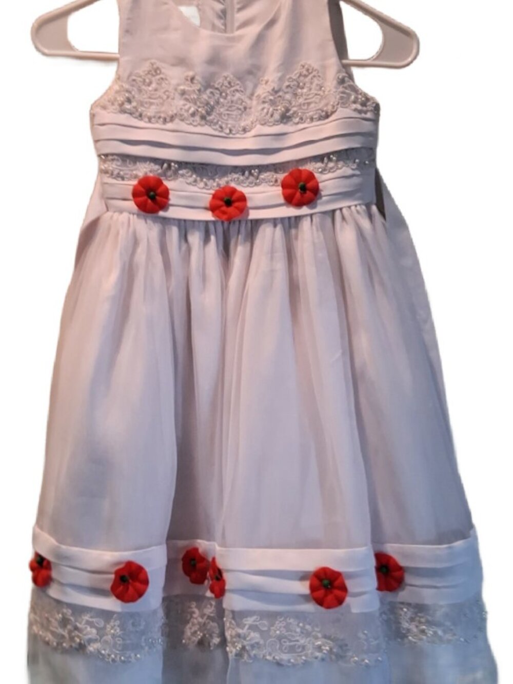 American Princess White Beaded Dress Size 7